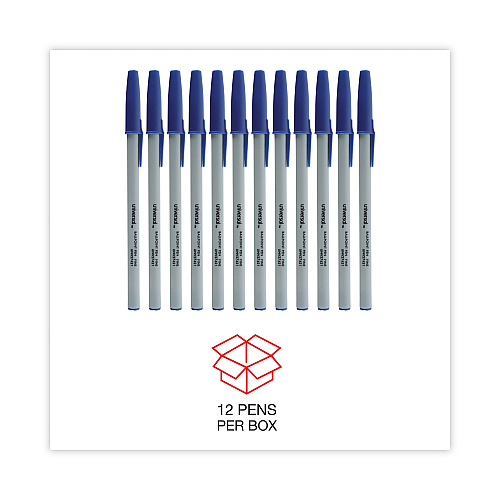 Universal Ballpoint Pen, Stick, Fine 0.7 mm, Blue Ink, Gray/Blue Barrel, Dozen (UNV27421)
