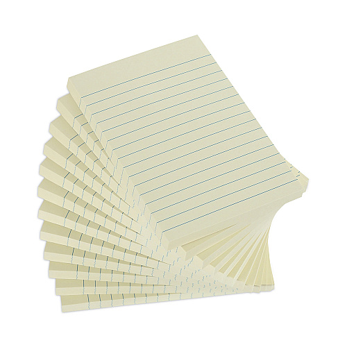 Universal Recycled Self-Stick Note Pads, Note Ruled, 4" x 6", Yellow, 100 Sheets/Pad, 12 Pads/Pack (UNV28073)