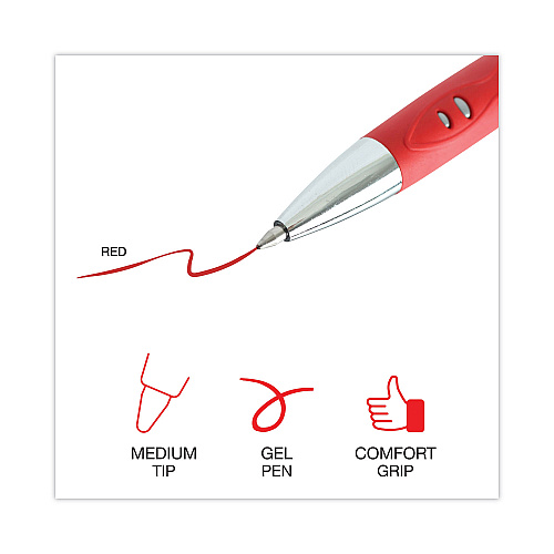 Universal Comfort Grip Gel Pen, Retractable, Medium 0.7 mm, Red Ink, Gray/Red/Silver Barrel, Dozen (UNV39722)