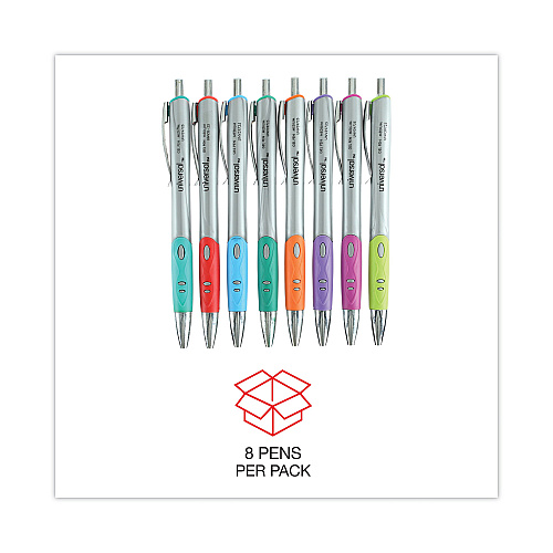 Universal Comfort Grip Gel Pen, Retractable, Medium 0.7 mm, Assorted Ink and Barrel Colors, 8/Pack (UNV39725)