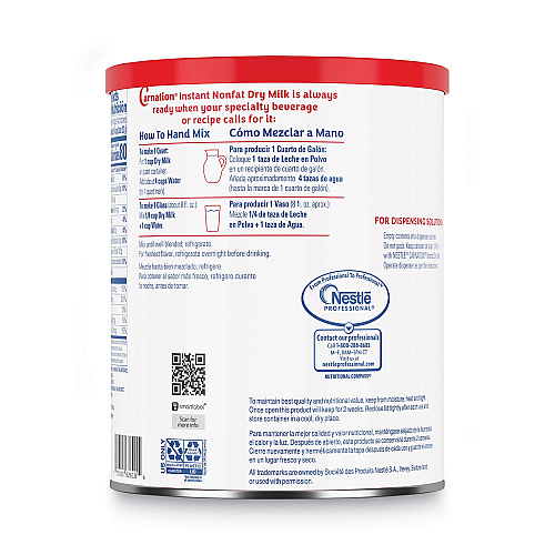 Carnation Instant Nonfat Dry Milk, Unsweetened, 22.75 oz Canister, 4/Carton (22928CT)