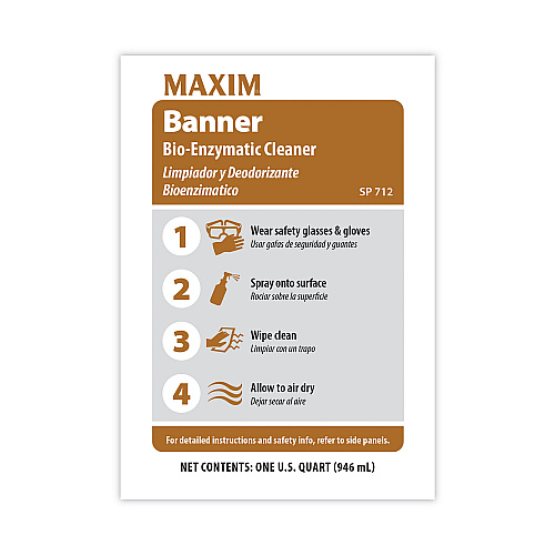 Maxim Banner Bio-Enzymatic Cleaner, Safe-to-Ship, Fresh Scent, 32 oz Bottle, 6/Carton (07120086)