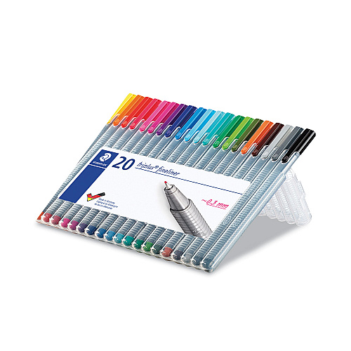 Staedtler Triplus Fineliner Porous Point Pen, Stick, Extra-Fine 0.3 mm, Assorted Ink and Barrel Colors, 20/Pack (334SB20A6)