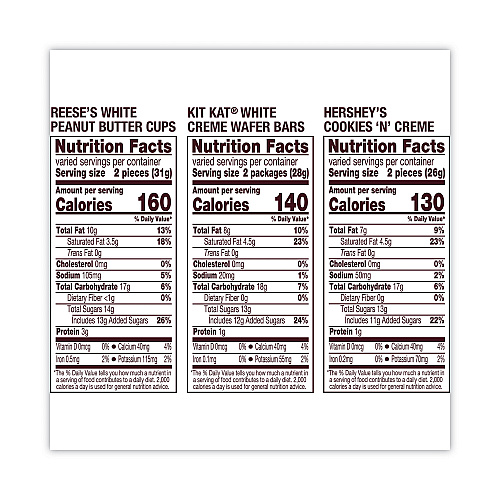 Hershey's All Time Greats White Variety Pack, Assorted, 31.6 oz Bag, 64 Pieces/Bag (24600353)