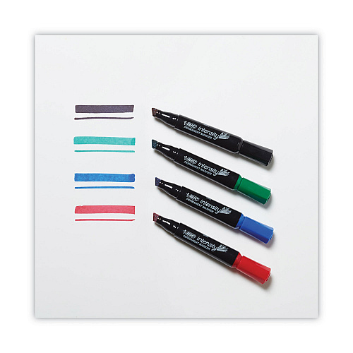 BIC Intensity Chisel Tip Permanent Marker, Broad Chisel Tip, Assorted Colors, Dozen (GPMM11AST)
