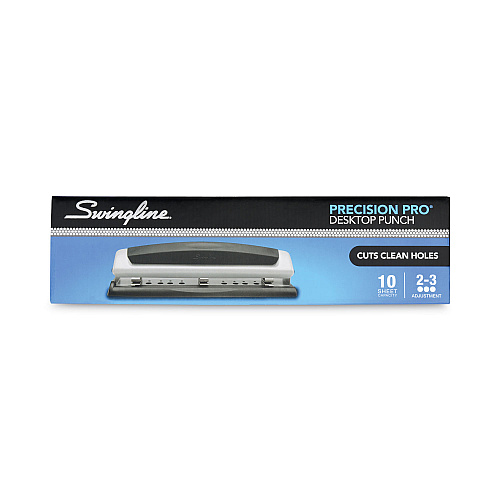 Swingline 10-Sheet Precision Pro Desktop Two- to Three-Hole Punch, 9/32" Holes (74037)