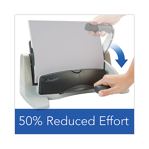 Swingline 40-Sheet LightTouch Heavy-Duty Two- to Seven-Hole Punch, 9/32" Holes, Black/Gray (74357)