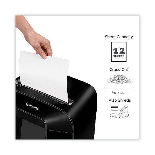 Fellowes Powershred LX85 Cross-Cut Shredder, 12 Manual Sheet Capacity (4400401)