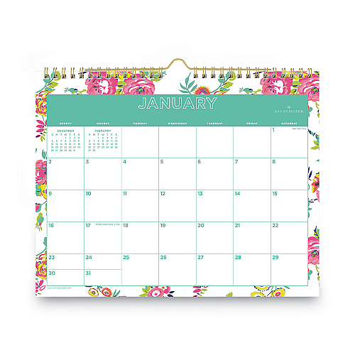 Blue Sky Day Designer Peyton Wall Calendar, Floral Artwork, 11 x 8.75, White/Multicolor Sheets, 12-Month (Jan to Dec): 2026 (103629)