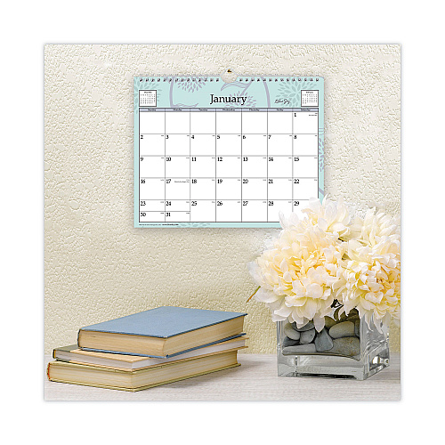 Blue Sky Rue Du Flore Wall Calendar, Floral Artwork, 11 x 8.75, White/Jade/Lavender Sheets, 12-Month (Jan to Dec): 2026 (101613)