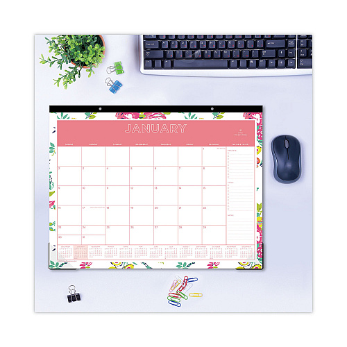 Blue Sky Day Designer Peyton Desk Pad Calendar, Floral Artwork, 22 x 17, Black Binding, Clear Corners, 12-Month (Jan to Dec): 2026 (103631)