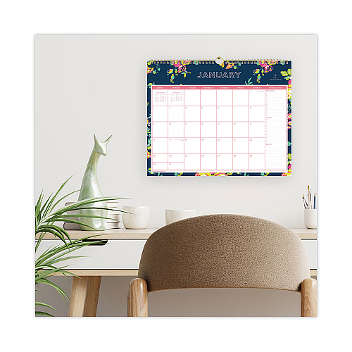 Blue Sky Day Designer Peyton Wall Calendar, Floral Artwork, 15 x 12, White/Navy Sheets, 12-Month (Jan to Dec): 2026 (103627)