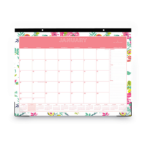 Blue Sky Day Designer Peyton Desk Pad Calendar, Floral Artwork, 22 x 17, Black Binding, Clear Corners, 12-Month (Jan to Dec): 2026 (103631)