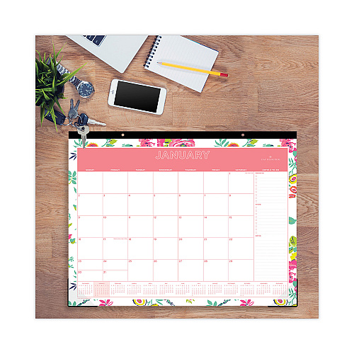 Blue Sky Day Designer Peyton Desk Pad Calendar, Floral Artwork, 22 x 17, Black Binding, Clear Corners, 12-Month (Jan to Dec): 2026 (103631)