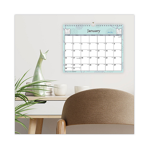 Blue Sky Rue Du Flore Wall Calendar, Floral Artwork, 11 x 8.75, White/Jade/Lavender Sheets, 12-Month (Jan to Dec): 2026 (101613)