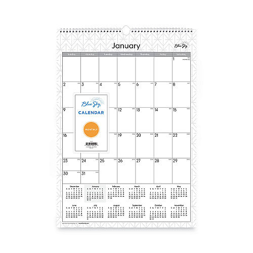 Blue Sky Enterprise Wall Calendar, Geometric Artwork, 12 x 17, White/Gray Sheets, 12-Month (Jan to Dec): 2026 (117373)