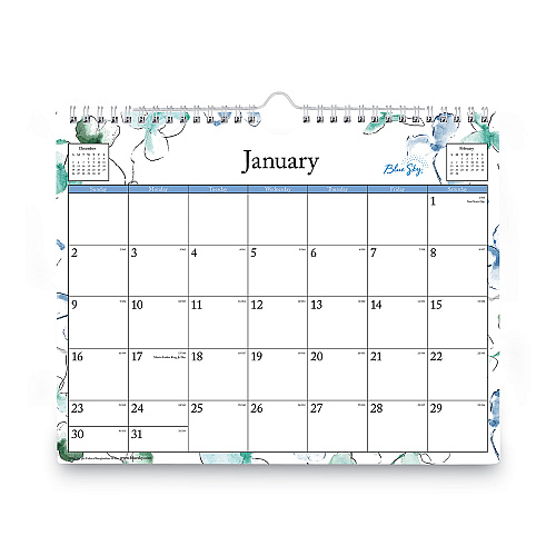 Blue Sky Lindley Wall Calendar, Floral Artwork, 11 x 8.75, White/Multicolor Sheets, 12-Month (Jan to Dec): 2026 (101593)