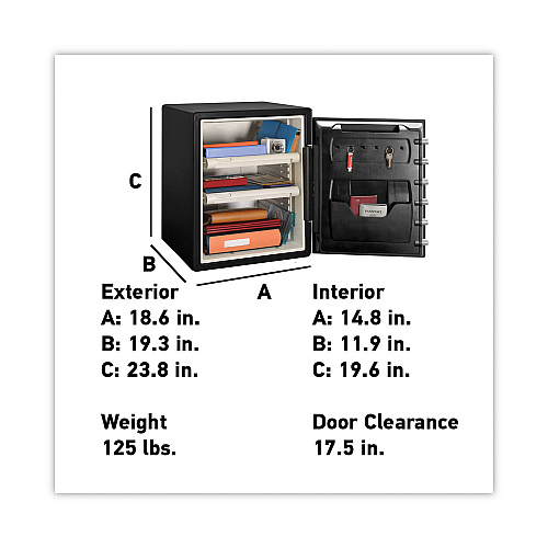 SentrySafe Fire-Safe with Digital Keypad Access, 2 cu ft, 18.67w x 19.38d x 23.88h, Black (SFW205EVB)