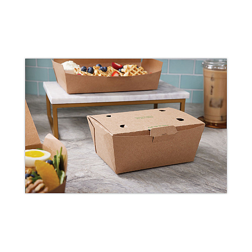 Pactiv EarthChoice Tamper Evident OneBox Paper Box, 6.54 x 4.5 x 3.25, Kraft, 160/Carton (NOB03KECTE)