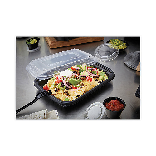 Pactiv EarthChoice Entree2Go Takeout Container, 48 oz, 11.75 x 8.75 x 1.61, Black, Plastic, 200/Carton (YCNB12X94800)