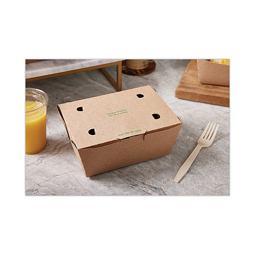 Pactiv EarthChoice Tamper Evident OneBox Paper Box, 6.54 x 4.5 x 3.25, Kraft, 160/Carton (NOB03KECTE)