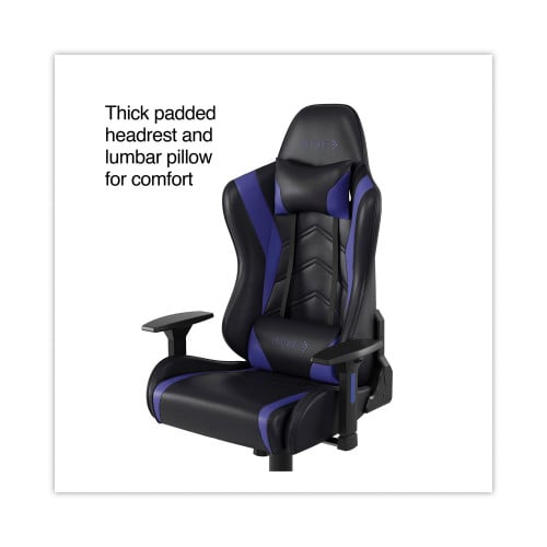 Emerge Vartan Bonded Leather Gaming Chair, Supports Up to 275 lbs, Blue/Black Seat, Blue/Black