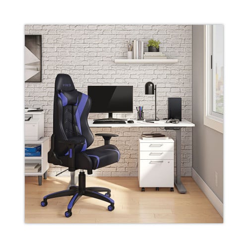 Emerge Vartan Bonded Leather Gaming Chair, Supports Up to 275 lbs, Blue