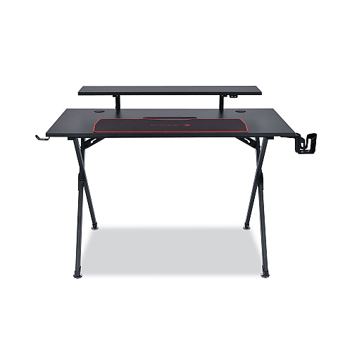 Emerge Vizon Gaming Desk with Raised Monitor Platform and Six-Color LED Lighting Strip, 47.2" x 26.6" x 35", Black (59260)