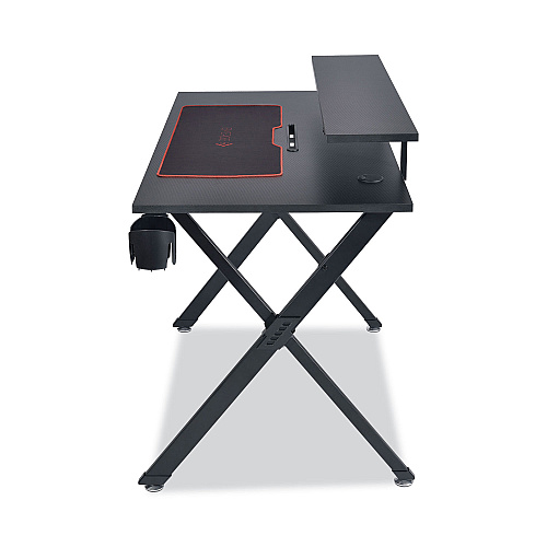 Emerge Vizon Gaming Desk with Raised Monitor Platform and Six-Color LED Lighting Strip, 47.2" x 26.6" x 35", Black (59260)
