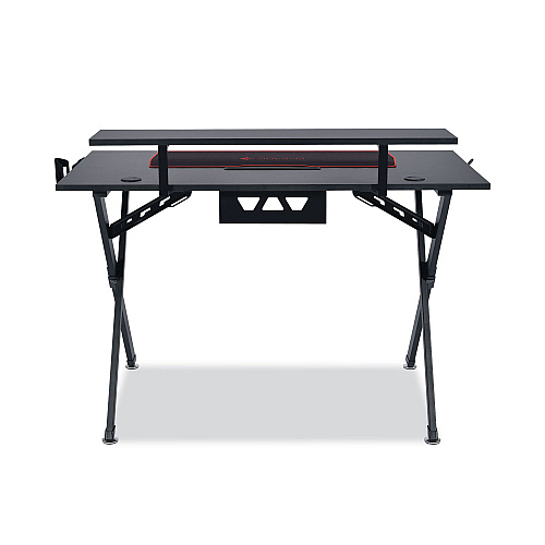Emerge Vizon Gaming Desk with Raised Monitor Platform and Six-Color LED Lighting Strip, 47.2" x 26.6" x 35", Black (59260)