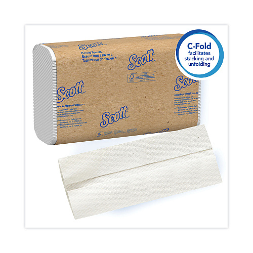 Scott&reg; Essential C-Fold Paper Towels, 1-Ply, White, 2400 Towels (01510)