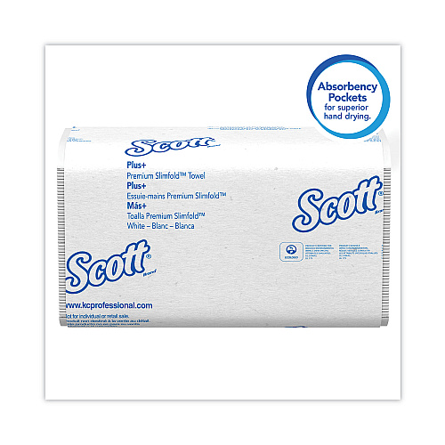 Scott Slimfold Towels, 1-Ply, 7.5 x 11.6, White, 90/Pack, 24 Packs/Carton (04442)