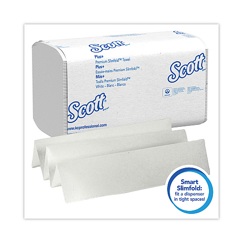 Scott Slimfold Towels, 1-Ply, 7.5 x 11.6, White, 90/Pack, 24 Packs/Carton (04442)