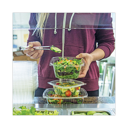 World Centric PLA Rectangular Deli Container Lids, 6.5 x 7.5 x 0.3, Clear, Plastic, 600/Carton (RDLCS24)