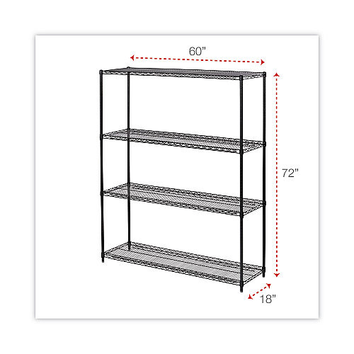 Alera All-Purpose Wire Shelving Starter Kit, Four-Shelf, 60w x 18d x 72h, Black Anthracite Plus (ALESW206018BA)