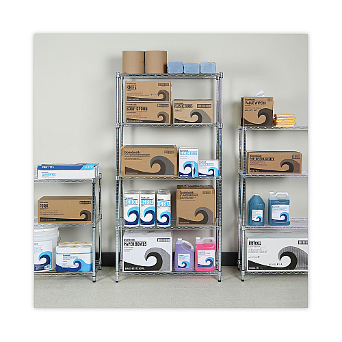 Alera Residential Wire Shelving, Five-Shelf, 36w x 14d x 72h, Silver (ALESW853614SR)