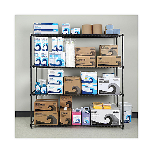 Alera BA Plus Wire Shelving Kit, Four-Shelf, 72w x 24d x 72h, Black Anthracite Plus (ALESW207224BA)
