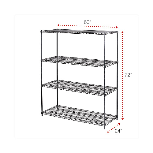 Alera All-Purpose Wire Shelving Starter Kit, Four-Shelf, 60w x 24d x 72h, Black Anthracite Plus (ALESW206024BA)