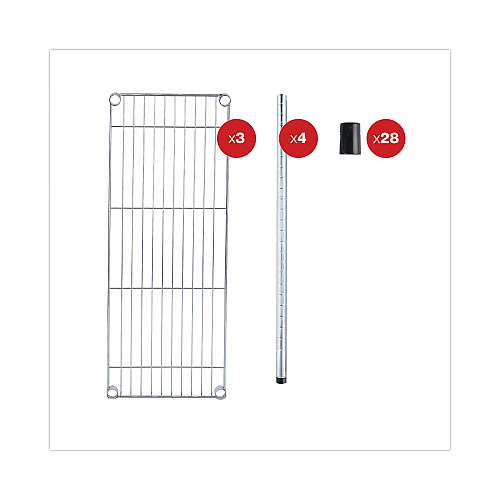 Alera Residential Wire Shelving, Three-Shelf, 36w x 14d x 36h, Silver (ALESW833614SR)