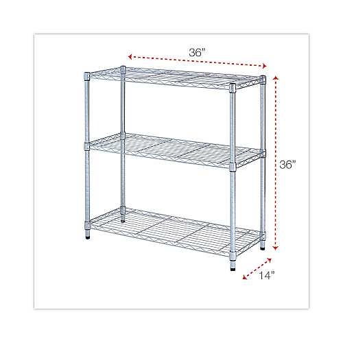 Alera Residential Wire Shelving, Three-Shelf, 36w x 14d x 36h, Silver (ALESW833614SR)