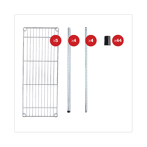 Alera Residential Wire Shelving, Five-Shelf, 36w x 14d x 72h, Silver (ALESW853614SR)