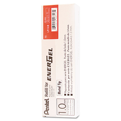 Refill for Pentel EnerGel Retractable Liquid Gel Pens, Bold Conical Tip, Red Ink (LR10B)