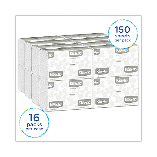 Kleenex&reg; C-Fold Paper Towels, 1-Ply, White, 150 Pack, 16 Packs (01500)