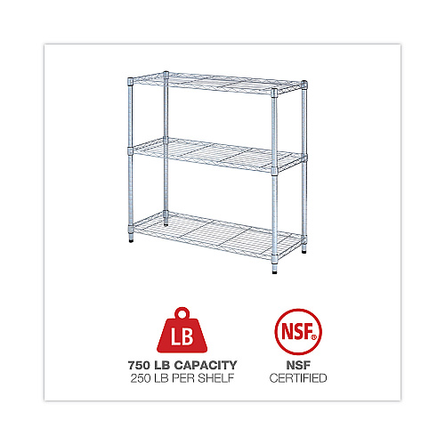 Alera Residential Wire Shelving, Three-Shelf, 36w x 14d x 36h, Silver (ALESW833614SR)