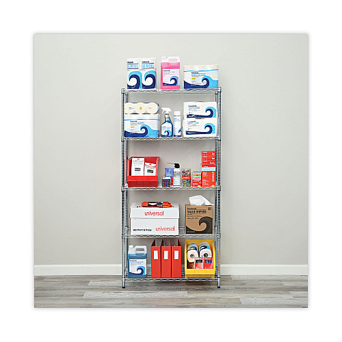 Alera Residential Wire Shelving, Five-Shelf, 36w x 14d x 72h, Silver (ALESW853614SR)