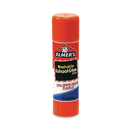 Elmer's School Glue Stick, 0.77 oz, Applies Purple, Dries Clear, 6/Pack (E578)