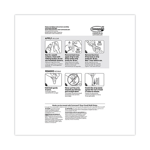 Command Mini Hooks, Small, Plastic, Clear, 0.5 lb Capacity,  30 Hooks and 32 Strips/Pack (17006CLR30NA)