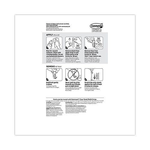 Command Small Wire Hooks, Small, Plastic/Metal, Clear, 0.5 lb Capacity, Clear, 15 Hooks and 20 Strips/Pack (17067CLR15NA)