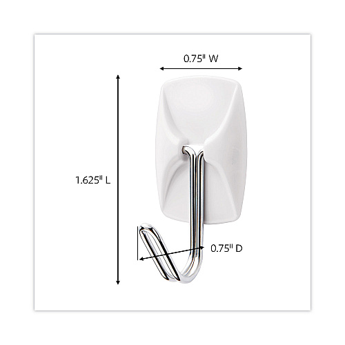Command Small Wire Hooks, Small, Plastic/Metal, White, 0.5 lb Capacity, 22 Hooks and 24 Strips/Pack (1706722NA)