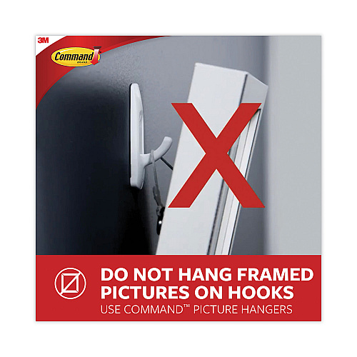 Command Small Wire Hooks, Small, Plastic/Metal, White, 0.5 lb Capacity, 22 Hooks and 24 Strips/Pack (1706722NA)